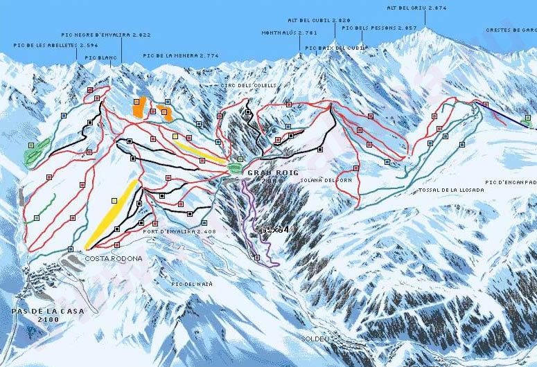 Горнолыжная карта Пас-де-ла-Касы