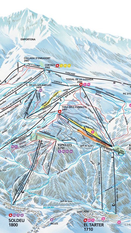 Горнолыжный карта долины Валь де Инклес